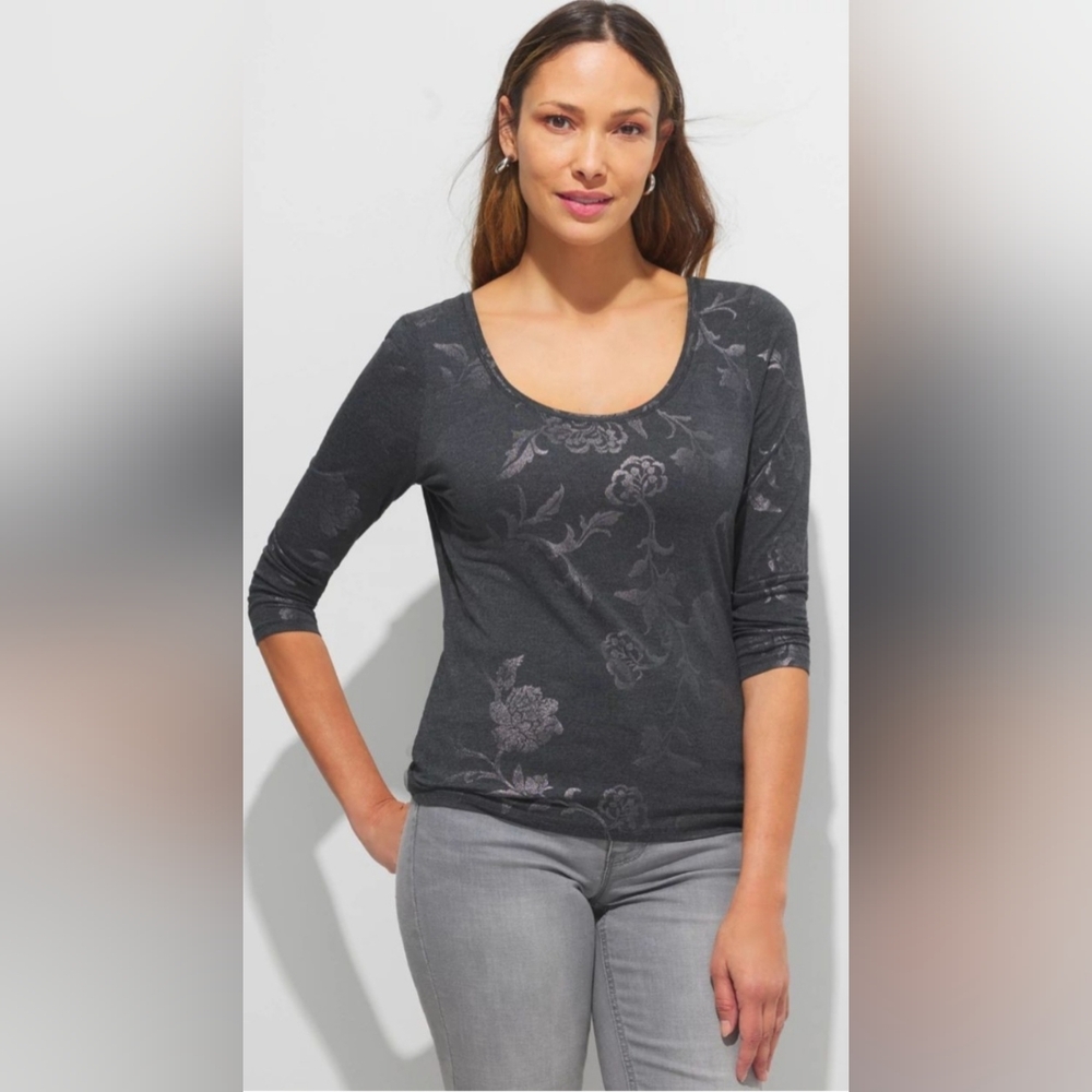 White House Black Market Foil Print Floral Top